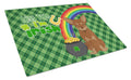 Chocolate and Tan Chihuahua St. Patrick's Day Cutting Board Tempered Glass Kitchen Cutting Surface, Heat Resistant Chopping, Non-Slip Feet, Food Prep & Serving