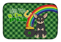 Black and Cream Chihuahua St. Patrick's Day Dish Drying Mat Absorbent Dish Drying Mat Pad for Kitchen Counter Dish Drainer Mat for Countertop, 14 x 21", Multicolor