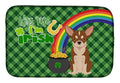 Red and White Chihuahua St. Patrick's Day Dish Drying Mat Absorbent Dish Drying Mat Pad for Kitchen Counter Dish Drainer Mat for Countertop, 14 x 21", Multicolor