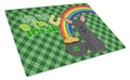 Black Chihuahua St. Patrick's Day Cutting Board Tempered Glass Kitchen Cutting Surface, Heat Resistant Chopping, Non-Slip Feet, Food Prep & Serving