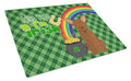 Chocolate Chihuahua St. Patrick's Day Cutting Board Tempered Glass Kitchen Cutting Surface, Heat Resistant Chopping, Non-Slip Feet, Food Prep & Serving