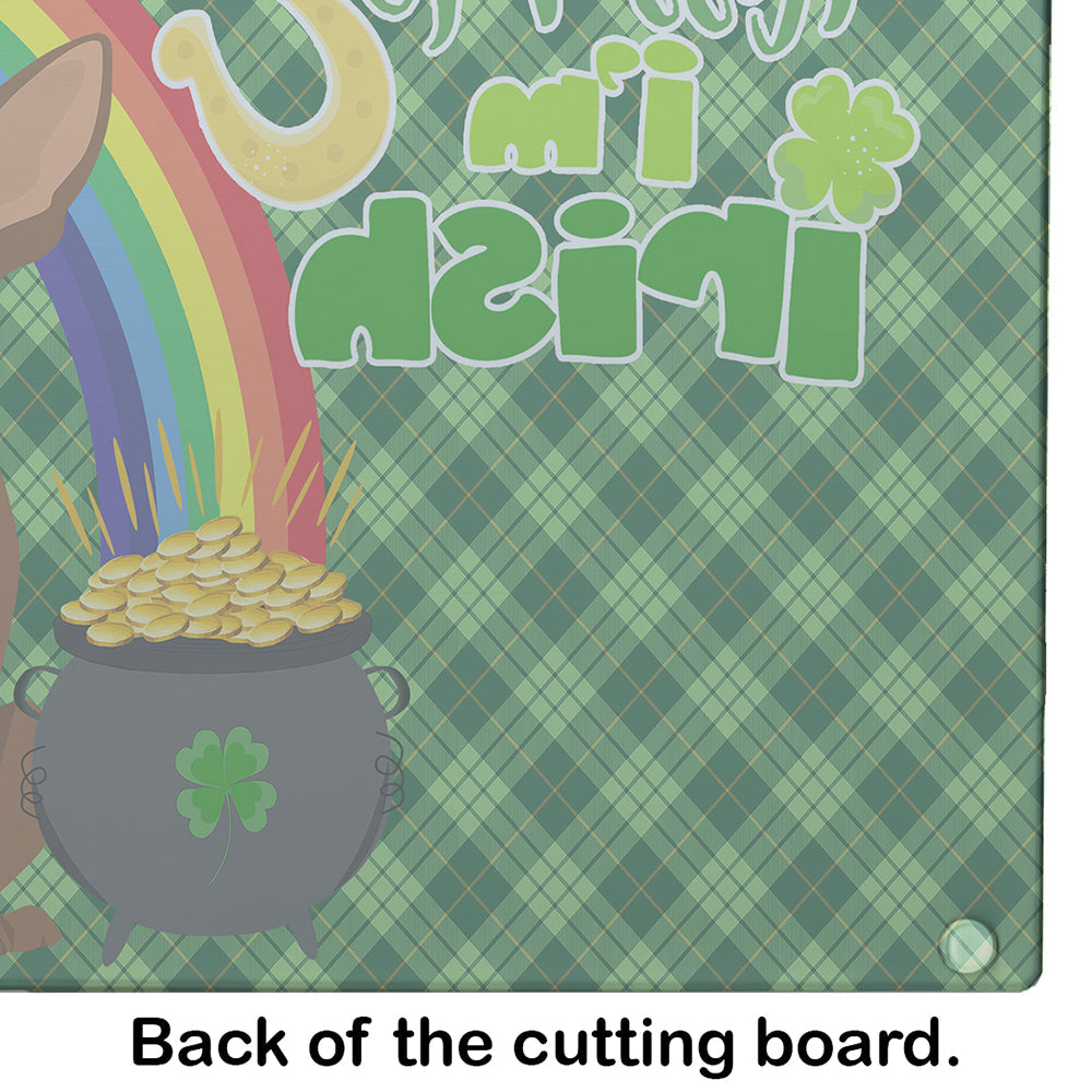 Chocolate Chihuahua St. Patrick's Day Cutting Board Tempered Glass Kitchen Cutting Surface, Heat Resistant Chopping, Non-Slip Feet, Food Prep & Serving