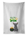 Blue Chihuahua St. Patrick's Day Kitchen Towel Set of 2 White Dish Towels Decorative Bathroom Hand towel for Hand, Face, Hair, Yoga, Tea, Dishcloth, 19 X 28", White