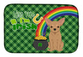 Gold Chihuahua St. Patrick's Day Dish Drying Mat Absorbent Dish Drying Mat Pad for Kitchen Counter Dish Drainer Mat for Countertop, 14 x 21", Multicolor