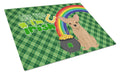 Gold Chihuahua St. Patrick's Day Cutting Board Tempered Glass Kitchen Cutting Surface, Heat Resistant Chopping, Non-Slip Feet, Food Prep & Serving