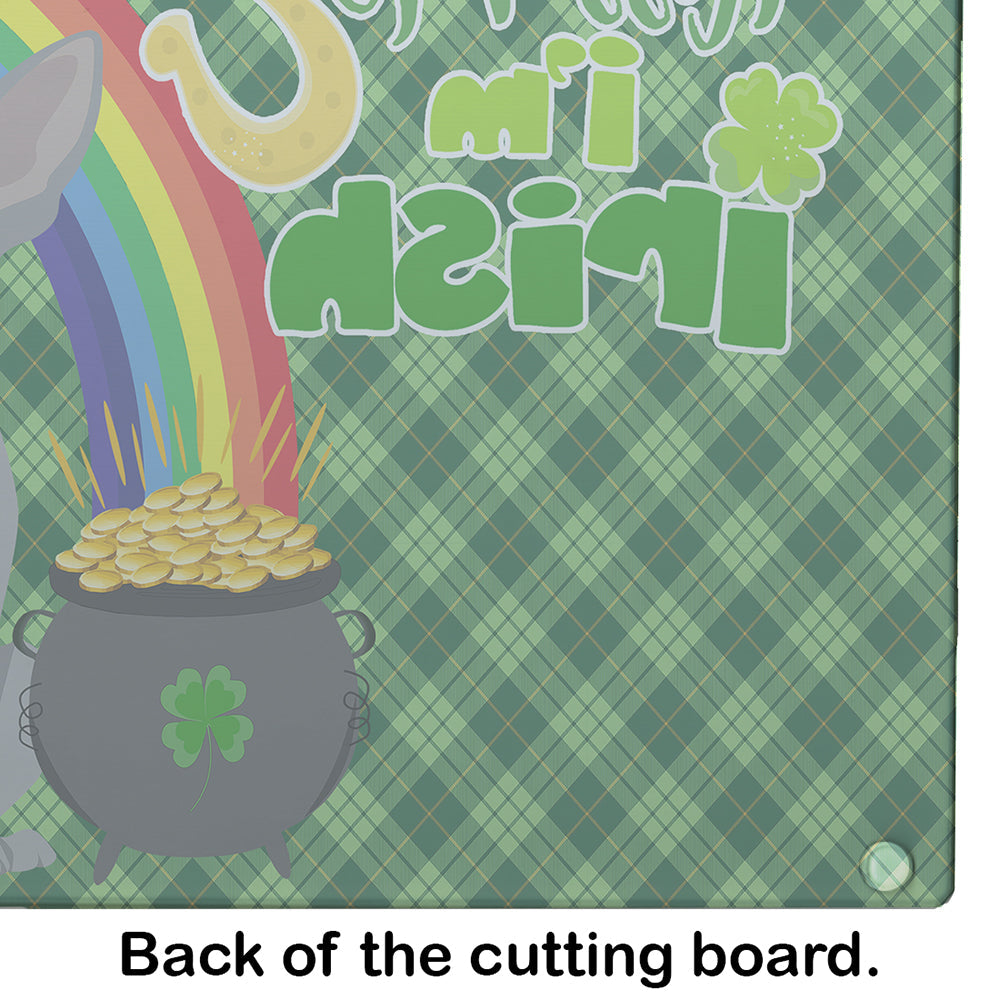 Silver Chihuahua St. Patrick's Day Cutting Board Tempered Glass Kitchen Cutting Surface, Heat Resistant Chopping, Non-Slip Feet, Food Prep & Serving