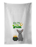 Silver Chihuahua St. Patrick's Day Kitchen Towel Set of 2 White Dish Towels Decorative Bathroom Hand towel for Hand, Face, Hair, Yoga, Tea, Dishcloth, 19 X 28", White