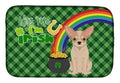 Fawn and White Chihuahua St. Patrick's Day Dish Drying Mat Absorbent Dish Drying Mat Pad for Kitchen Counter Dish Drainer Mat for Countertop, 14 x 21", Multicolor