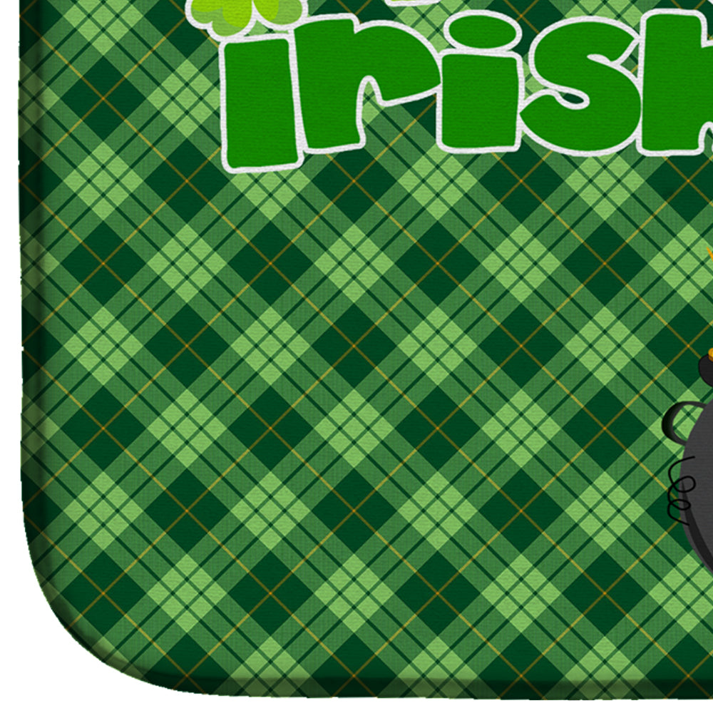 Longhair Black and Tan Dachshund St. Patrick's Day Dish Drying Mat Absorbent Dish Drying Mat Pad for Kitchen Counter Dish Drainer Mat for Countertop, 14 x 21", Multicolor