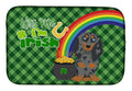 Longhair Blue and Tan Dapple Dachshund St. Patrick's Day Dish Drying Mat Absorbent Dish Drying Mat Pad for Kitchen Counter Dish Drainer Mat for Countertop, 14 x 21", Multicolor