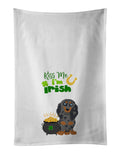 Longhair Blue and Tan Dapple Dachshund St. Patrick's Day Kitchen Towel Set of 2 White Dish Towels Decorative Bathroom Hand towel for Hand, Face, Hair, Yoga, Tea, Dishcloth, 19 X 28", White