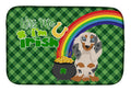 Longhair Cream Dapple Dachshund St. Patrick's Day Dish Drying Mat Absorbent Dish Drying Mat Pad for Kitchen Counter Dish Drainer Mat for Countertop, 14 x 21", Multicolor