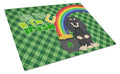 Longhair Black and Cream Dachshund St. Patrick's Day Cutting Board Tempered Glass Kitchen Cutting Surface, Heat Resistant Chopping, Non-Slip Feet, Food Prep & Serving