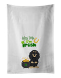 Longhair Black and Cream Dachshund St. Patrick's Day Kitchen Towel Set of 2 White Dish Towels Decorative Bathroom Hand towel for Hand, Face, Hair, Yoga, Tea, Dishcloth, 19 X 28", White