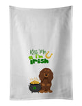 Longhair Chocolate and Tan Dachshund St. Patrick's Day Kitchen Towel Set of 2 White Dish Towels Decorative Bathroom Hand towel for Hand, Face, Hair, Yoga, Tea, Dishcloth, 19 X 28", White