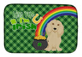 Longhair Cream Dachshund St. Patrick's Day Dish Drying Mat Absorbent Dish Drying Mat Pad for Kitchen Counter Dish Drainer Mat for Countertop, 14 x 21", Multicolor