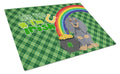 Longhair Blue and Tan Dachshund St. Patrick's Day Cutting Board Tempered Glass Kitchen Cutting Surface, Heat Resistant Chopping, Non-Slip Feet, Food Prep & Serving