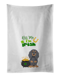 Longhair Blue and Tan Dachshund St. Patrick's Day Kitchen Towel Set of 2 White Dish Towels Decorative Bathroom Hand towel for Hand, Face, Hair, Yoga, Tea, Dishcloth, 19 X 28", White