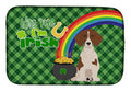 Red Piebald Dachshund St. Patrick's Day Dish Drying Mat Absorbent Dish Drying Mat Pad for Kitchen Counter Dish Drainer Mat for Countertop, 14 x 21", Multicolor
