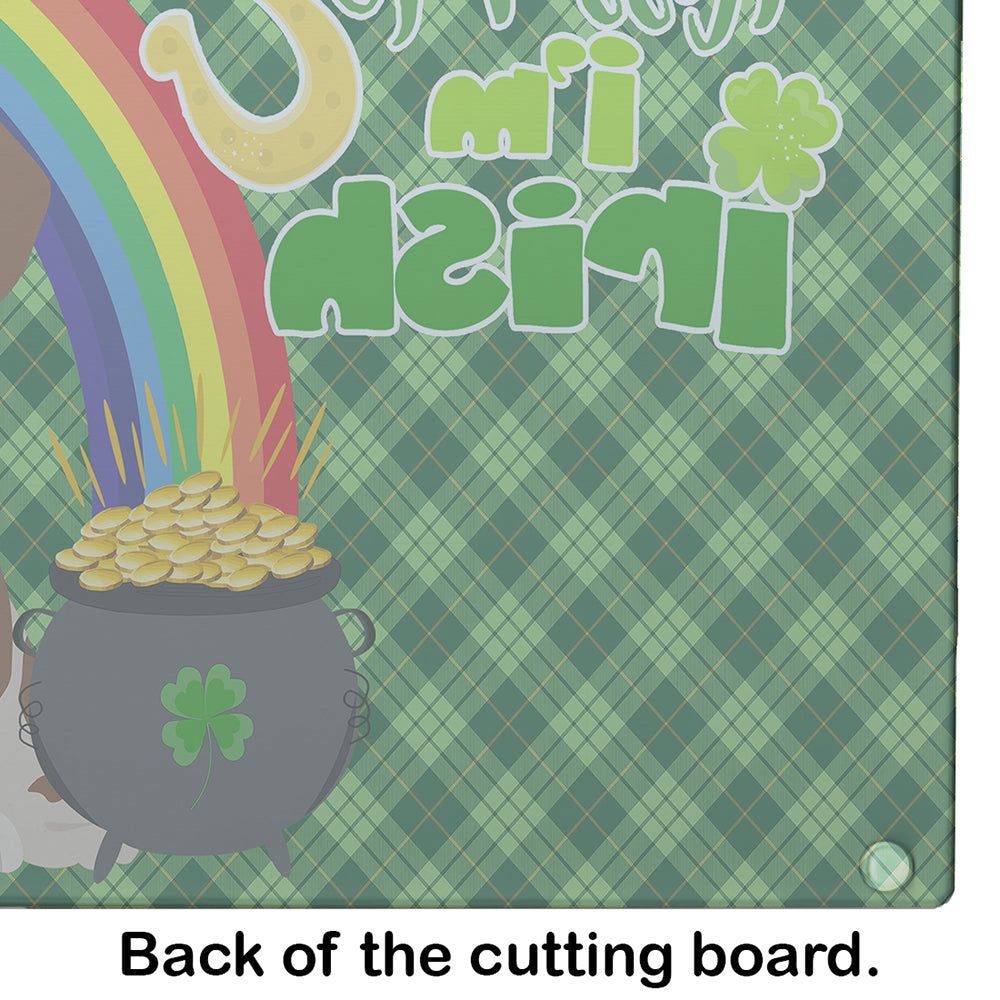 Red Piebald Dachshund St. Patrick's Day Cutting Board Tempered Glass Kitchen Cutting Surface, Heat Resistant Chopping, Non-Slip Feet, Food Prep & Serving