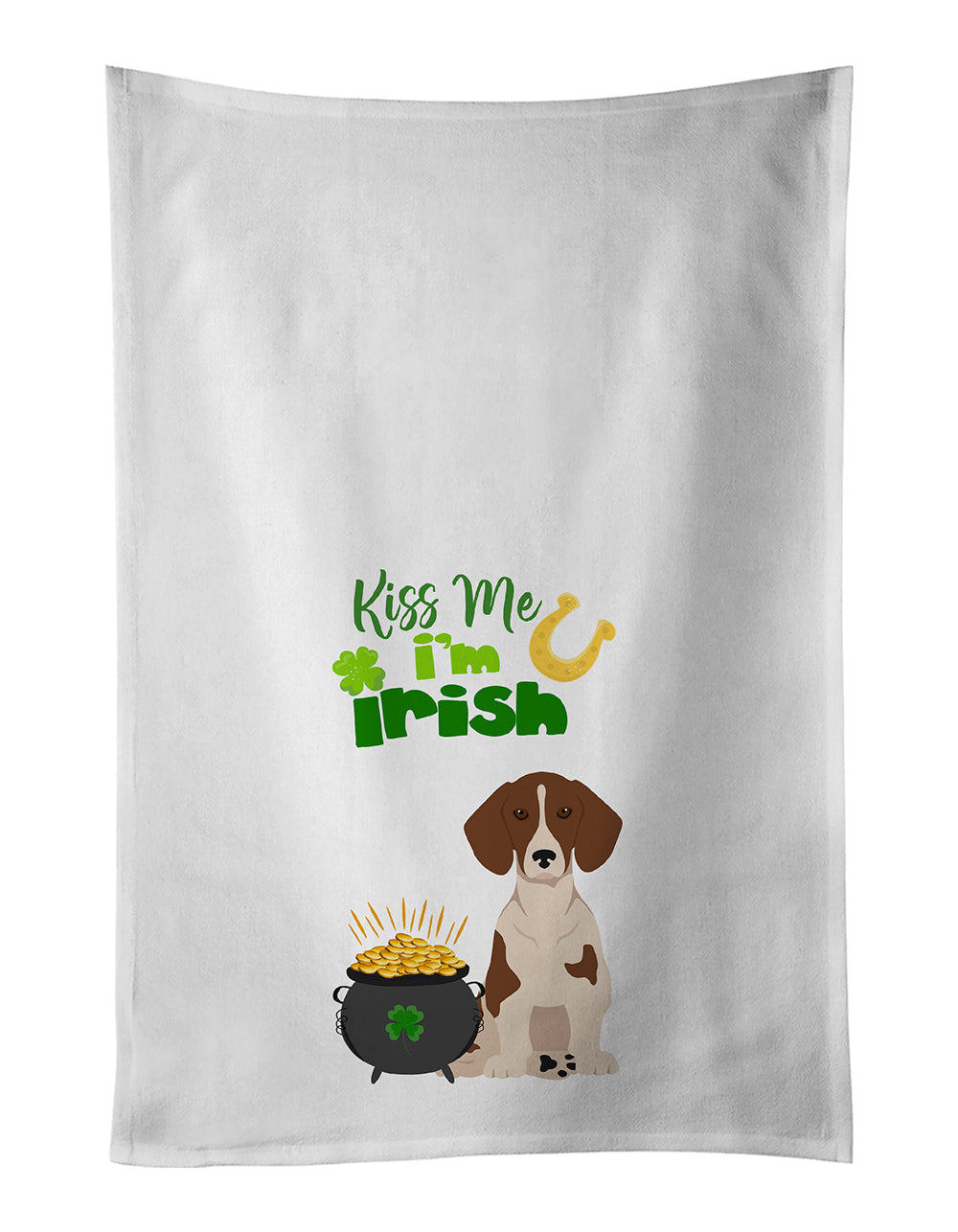 Red Piebald Dachshund St. Patrick's Day Kitchen Towel Set of 2 White Dish Towels Decorative Bathroom Hand towel for Hand, Face, Hair, Yoga, Tea, Dishcloth, 19 X 28", White