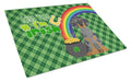 Black Dapple Dachshund St. Patrick's Day Cutting Board Tempered Glass Kitchen Cutting Surface, Heat Resistant Chopping, Non-Slip Feet, Food Prep & Serving