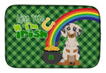 Cream Dapple Dachshund St. Patrick's Day Dish Drying Mat Absorbent Dish Drying Mat Pad for Kitchen Counter Dish Drainer Mat for Countertop, 14 x 21", Multicolor