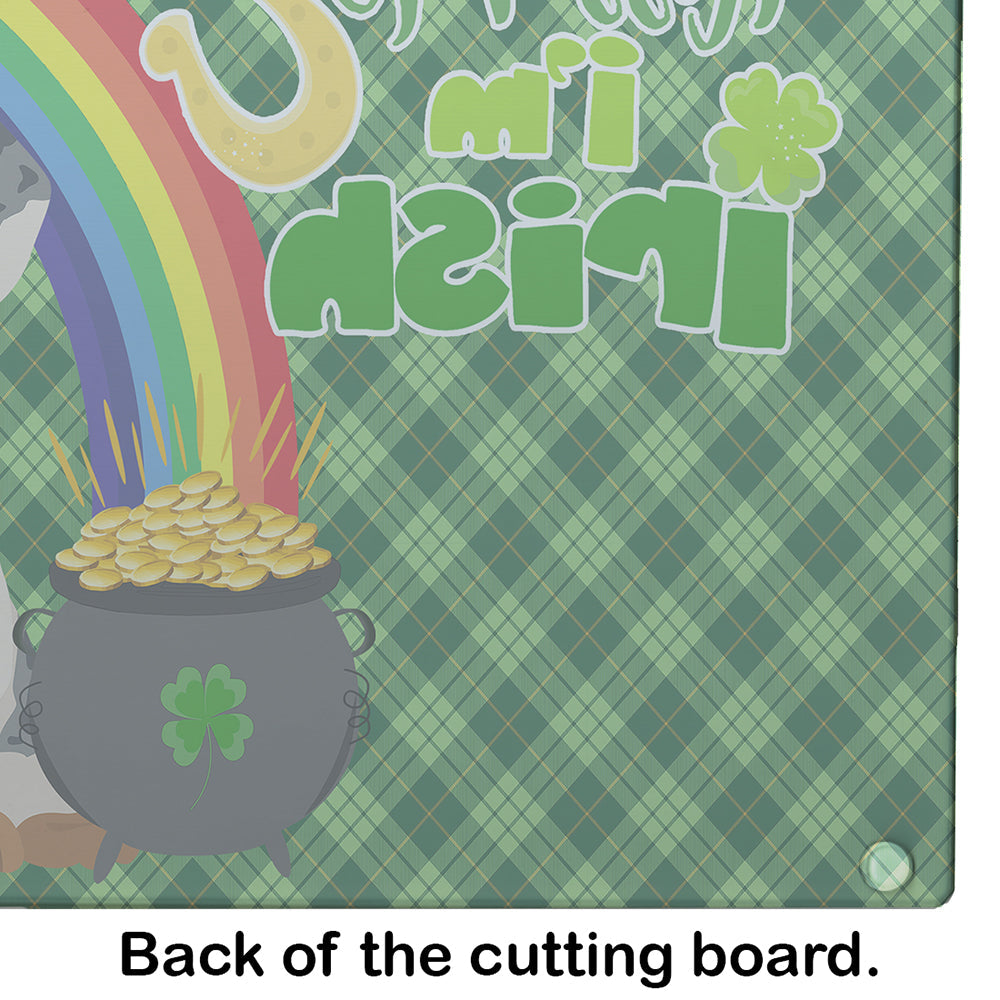 Cream Dapple Dachshund St. Patrick's Day Cutting Board Tempered Glass Kitchen Cutting Surface, Heat Resistant Chopping, Non-Slip Feet, Food Prep & Serving
