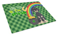 Black and Cream Dachshund St. Patrick's Day Cutting Board Tempered Glass Kitchen Cutting Surface, Heat Resistant Chopping, Non-Slip Feet, Food Prep & Serving