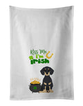 Black and Cream Dachshund St. Patrick's Day Kitchen Towel Set of 2 White Dish Towels Decorative Bathroom Hand towel for Hand, Face, Hair, Yoga, Tea, Dishcloth, 19 X 28", White