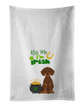 Chocolate and Tan Dachshund St. Patrick's Day Kitchen Towel Set of 2 White Dish Towels Decorative Bathroom Hand towel for Hand, Face, Hair, Yoga, Tea, Dishcloth, 19 X 28", White