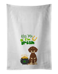 Chocolate and Cream Dachshund St. Patrick's Day Kitchen Towel Set of 2 White Dish Towels Decorative Bathroom Hand towel for Hand, Face, Hair, Yoga, Tea, Dishcloth, 19 X 28", White