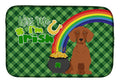 Red Dachshund St. Patrick's Day Dish Drying Mat Absorbent Dish Drying Mat Pad for Kitchen Counter Dish Drainer Mat for Countertop, 14 x 21", Multicolor