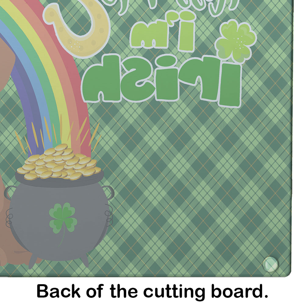 Red Dachshund St. Patrick's Day Cutting Board Tempered Glass Kitchen Cutting Surface, Heat Resistant Chopping, Non-Slip Feet, Food Prep & Serving