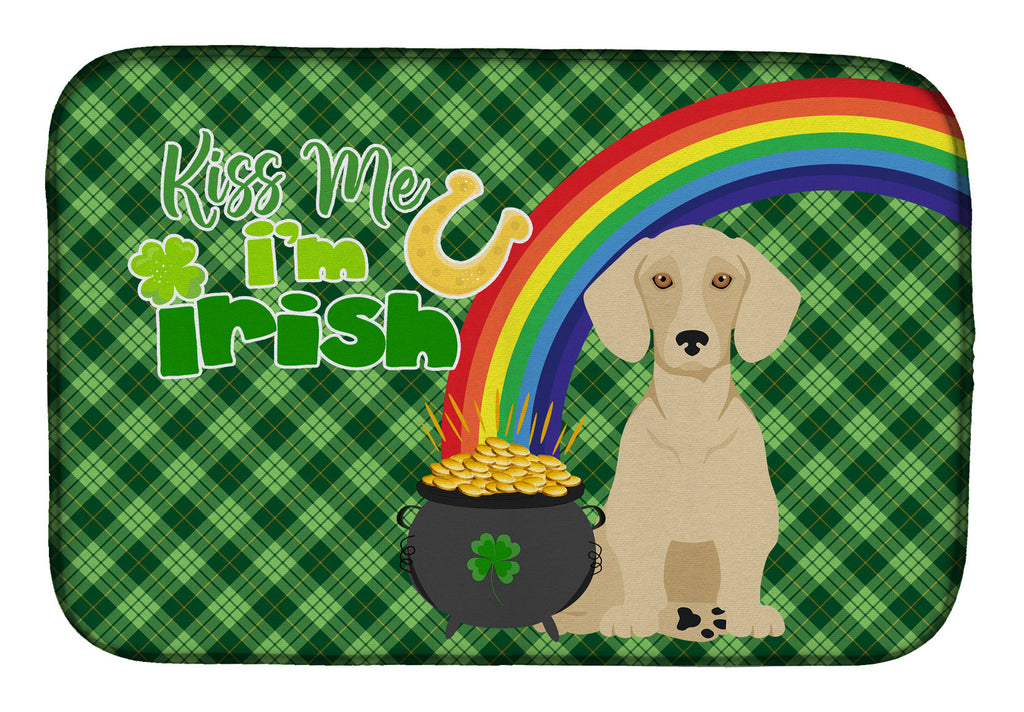 Cream Dachshund St. Patrick's Day Dish Drying Mat Absorbent Dish Drying Mat Pad for Kitchen Counter Dish Drainer Mat for Countertop, 14 x 21", Multicolor