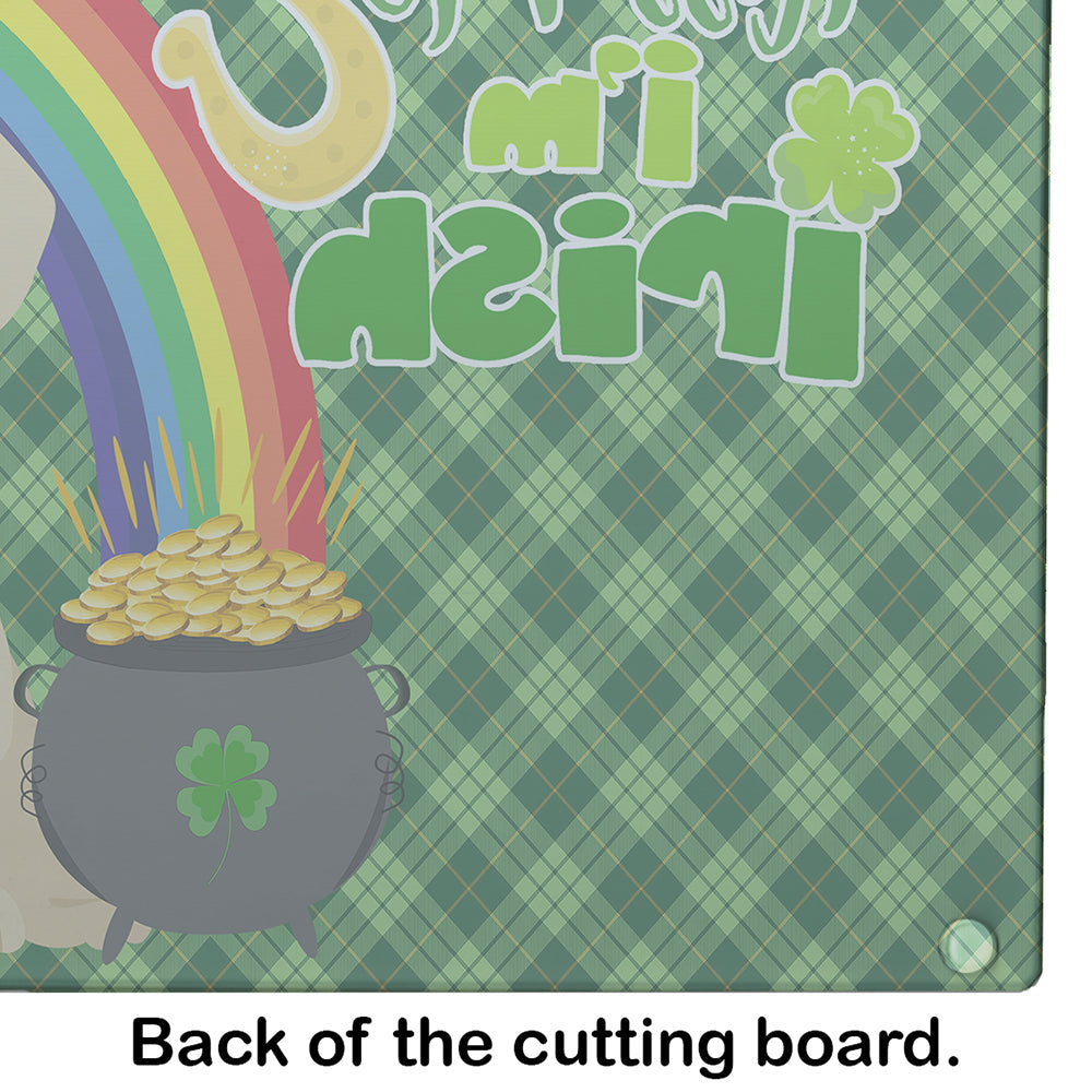 Cream Dachshund St. Patrick's Day Cutting Board Tempered Glass Kitchen Cutting Surface, Heat Resistant Chopping, Non-Slip Feet, Food Prep & Serving