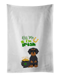 Wirehair Black and Tan Dachshund St. Patrick's Day Kitchen Towel Set of 2 White Dish Towels Decorative Bathroom Hand towel for Hand, Face, Hair, Yoga, Tea, Dishcloth, 19 X 28", White