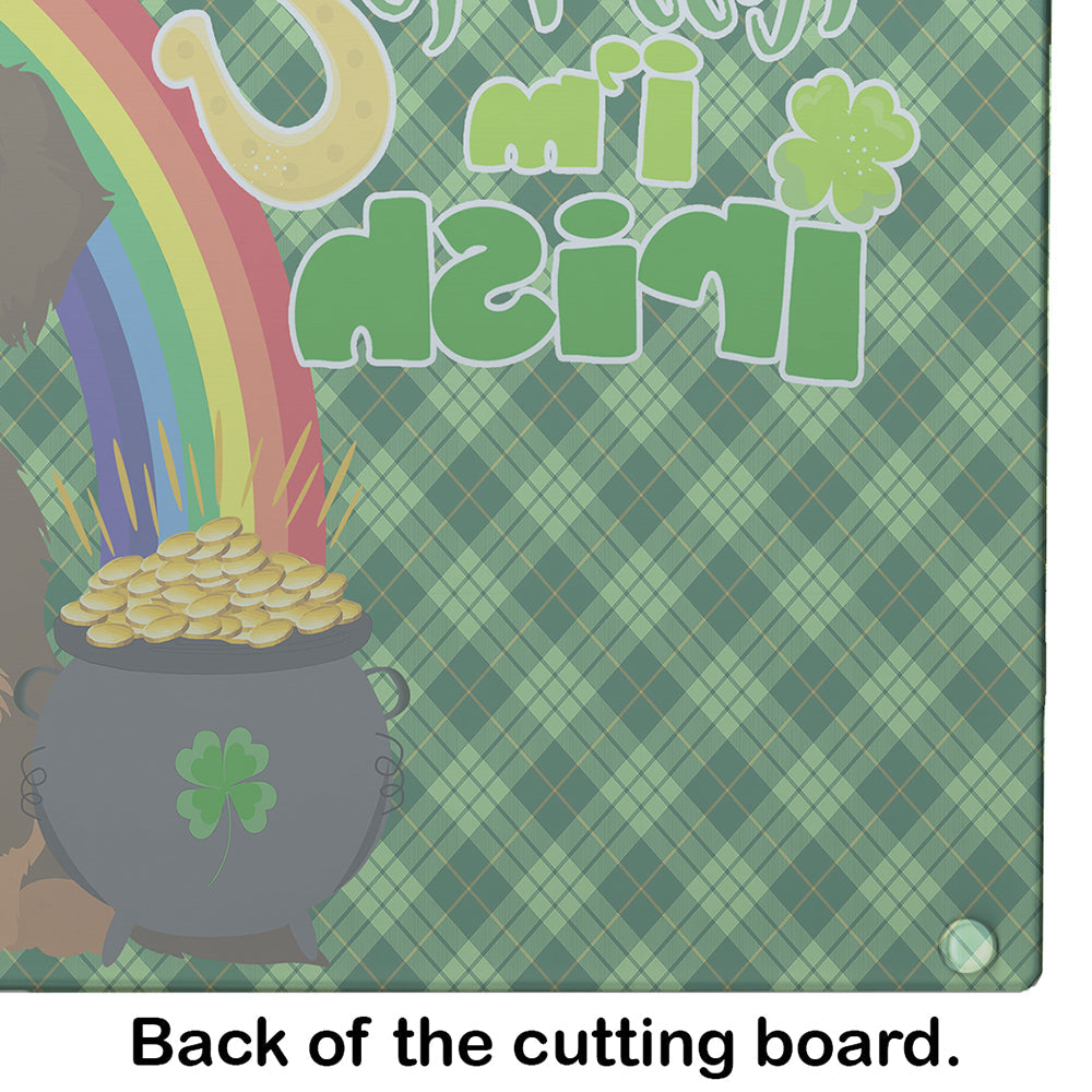 Wirehair Chocolate and Tan Dachshund St. Patrick's Day Cutting Board Tempered Glass Kitchen Cutting Surface, Heat Resistant Chopping, Non-Slip Feet, Food Prep & Serving