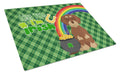 Wirehair Red and Tan Dachshund St. Patrick's Day Cutting Board Tempered Glass Kitchen Cutting Surface, Heat Resistant Chopping, Non-Slip Feet, Food Prep & Serving