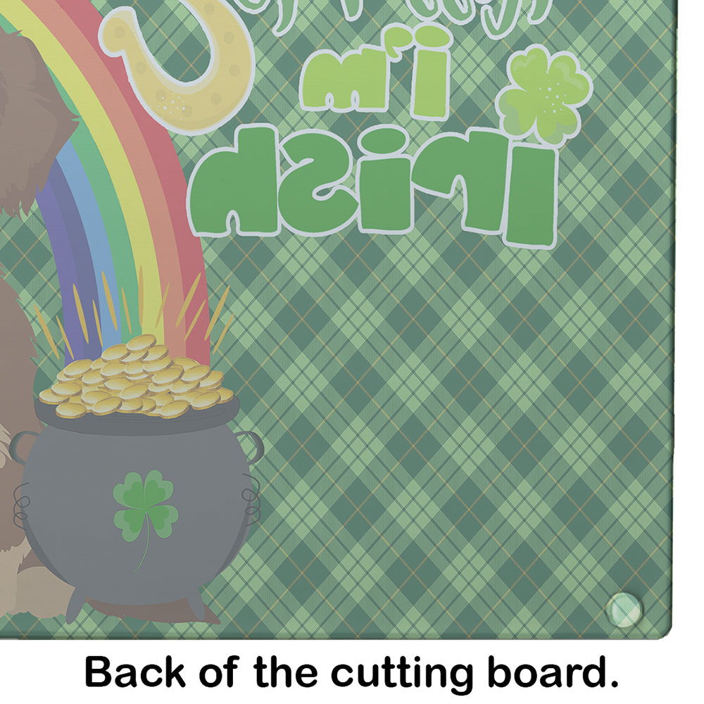 Wirehair Red and Tan Dachshund St. Patrick's Day Cutting Board Tempered Glass Kitchen Cutting Surface, Heat Resistant Chopping, Non-Slip Feet, Food Prep & Serving