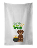 Wirehair Red and Tan Dachshund St. Patrick's Day Kitchen Towel Set of 2 White Dish Towels Decorative Bathroom Hand towel for Hand, Face, Hair, Yoga, Tea, Dishcloth, 19 X 28", White