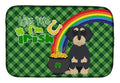 Wirehair Black and Cream Dachshund St. Patrick's Day Dish Drying Mat Absorbent Dish Drying Mat Pad for Kitchen Counter Dish Drainer Mat for Countertop, 14 x 21", Multicolor