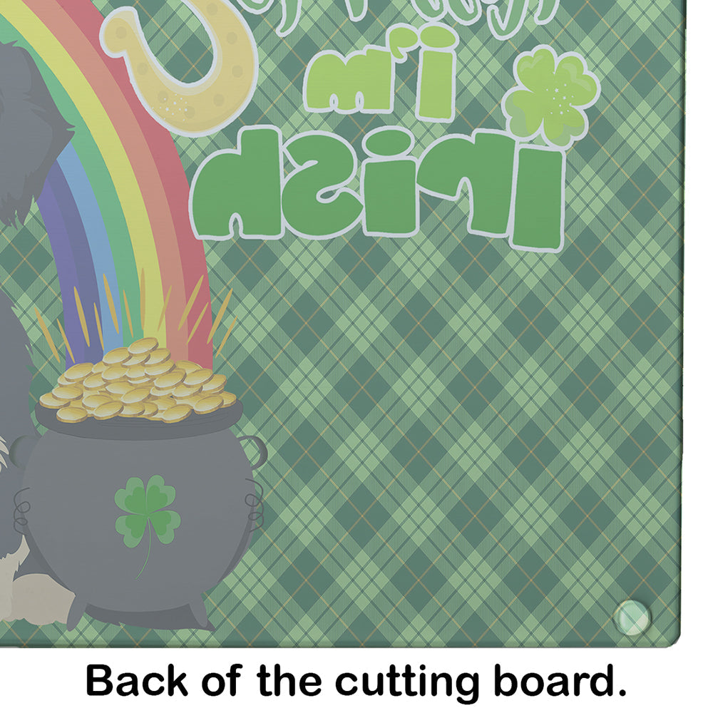 Wirehair Black and Cream Dachshund St. Patrick's Day Cutting Board Tempered Glass Kitchen Cutting Surface, Heat Resistant Chopping, Non-Slip Feet, Food Prep & Serving