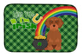 Wirehair Red Dachshund St. Patrick's Day Dish Drying Mat Absorbent Dish Drying Mat Pad for Kitchen Counter Dish Drainer Mat for Countertop, 14 x 21", Multicolor