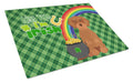 Wirehair Red Dachshund St. Patrick's Day Cutting Board Tempered Glass Kitchen Cutting Surface, Heat Resistant Chopping, Non-Slip Feet, Food Prep & Serving