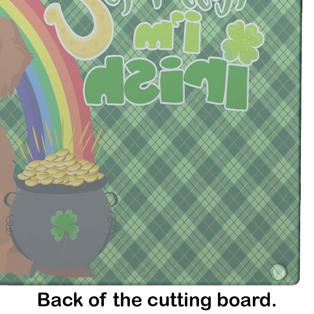 Wirehair Red Dachshund St. Patrick's Day Cutting Board Tempered Glass Kitchen Cutting Surface, Heat Resistant Chopping, Non-Slip Feet, Food Prep & Serving