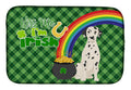 Dalmatian St. Patrick's Day Dish Drying Mat Absorbent Dish Drying Mat Pad for Kitchen Counter Dish Drainer Mat for Countertop, 14 x 21", Multicolor