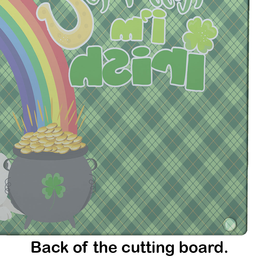 Dalmatian St. Patrick's Day Cutting Board Tempered Glass Kitchen Cutting Surface, Heat Resistant Chopping, Non-Slip Feet, Food Prep & Serving