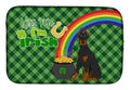 Black and Tan Doberman Pinscher St. Patrick's Day Dish Drying Mat Absorbent Dish Drying Mat Pad for Kitchen Counter Dish Drainer Mat for Countertop, 14 x 21", Multicolor