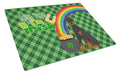 Black and Tan Doberman Pinscher St. Patrick's Day Cutting Board Tempered Glass Kitchen Cutting Surface, Heat Resistant Chopping, Non-Slip Feet, Food Prep & Serving